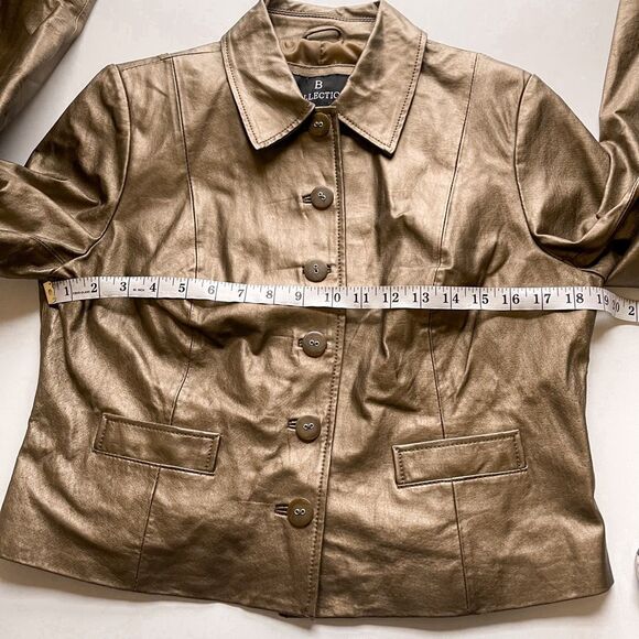 Vintage Metallic Bronze B Collection Leather Jacket Size LP - Picture 7 of 7